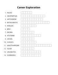 Career Exploration word scramble puzzle