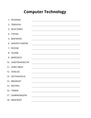 Computer Technology word scramble puzzle
