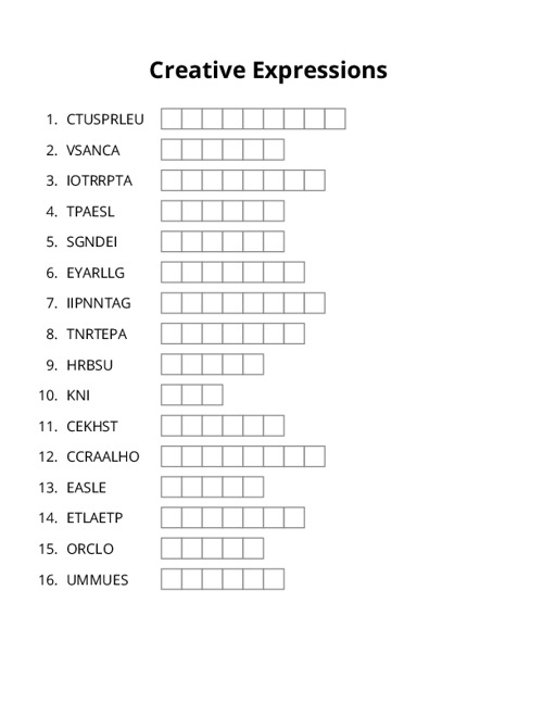 Creative Expressions Word Scramble Puzzle