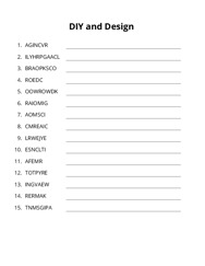 DIY and Design word scramble puzzle