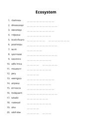 Ecosystem word scramble puzzle