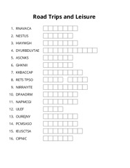 Road Trips and Leisure word scramble puzzle