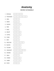Anatomy word scramble puzzle