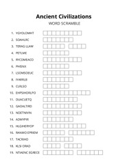 Ancient Civilizations word scramble puzzle