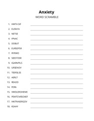 Anxiety word scramble puzzle