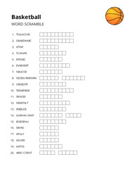 Basketball word scramble puzzle