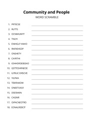 Community and People word scramble puzzle