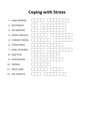 Coping with Stress word scramble puzzle