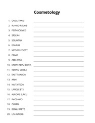 Cosmetology word scramble puzzle