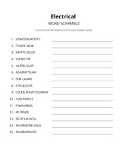 Electrical word scramble puzzle