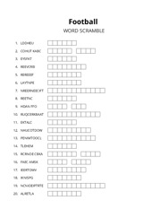 Football word scramble puzzle
