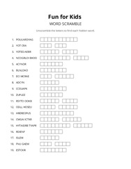 Fun for Kids word scramble puzzle