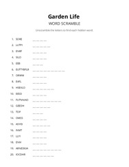 Garden Life word scramble puzzle