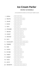 Ice Cream Parlor word scramble puzzle