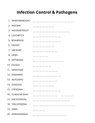 Infection Control & Pathogens word scramble puzzle