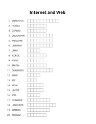 Internet and Web word scramble puzzle