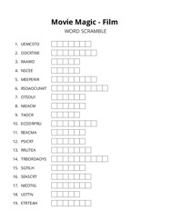Movie Magic - Film word scramble puzzle