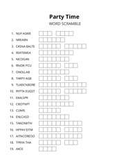Party Time word scramble puzzle