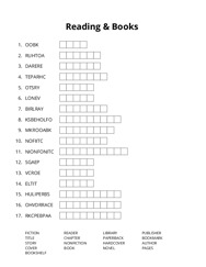 Reading & Books word scramble puzzle