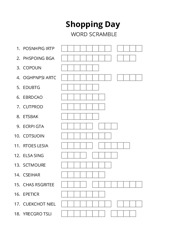 Shopping Day word scramble puzzle