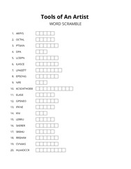 Tools of An Artist word scramble puzzle