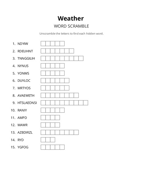 Weather Crossword Puzzle