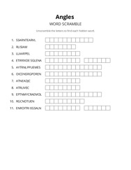 Angles word scramble puzzle