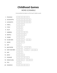 Childhood Games word scramble puzzle