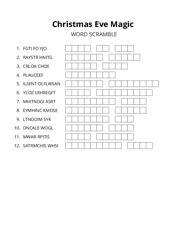 Christmas Eve Magic word scramble puzzle