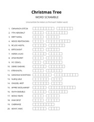 Christmas Tree word scramble puzzle