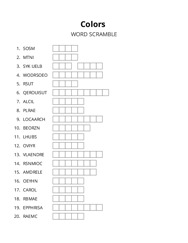 Colors word scramble puzzle