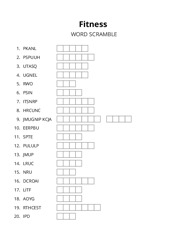 Fitness word scramble puzzle