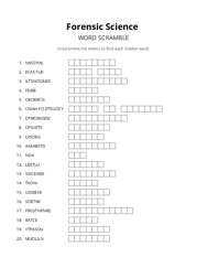 Forensic Science word scramble puzzle
