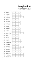 Imagination word scramble puzzle