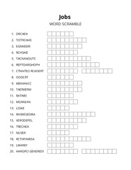 Jobs word scramble puzzle