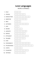 Love Languages word scramble puzzle