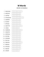 M Words word scramble puzzle