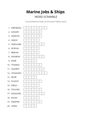 Marine Jobs & Ships word scramble puzzle