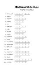Modern Architecture word scramble puzzle