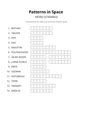 Patterns in Space word scramble puzzle