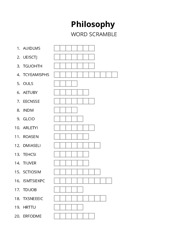 Philosophy word scramble puzzle