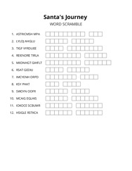 Santas Journey word scramble puzzle