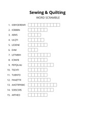 Sewing & Quilting word scramble puzzle