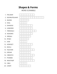 Shapes & Forms word scramble puzzle