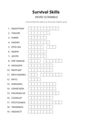 Survival Skills word scramble puzzle