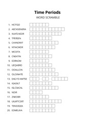 Time Periods word scramble puzzle