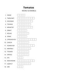 Tomatos word scramble puzzle