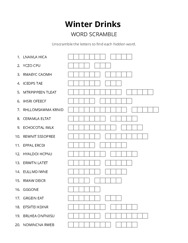 Winter Drinks word scramble puzzle