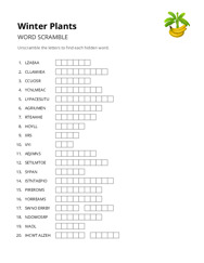 Winter Plants word scramble puzzle