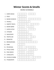 Winter Scents & Smells word scramble puzzle